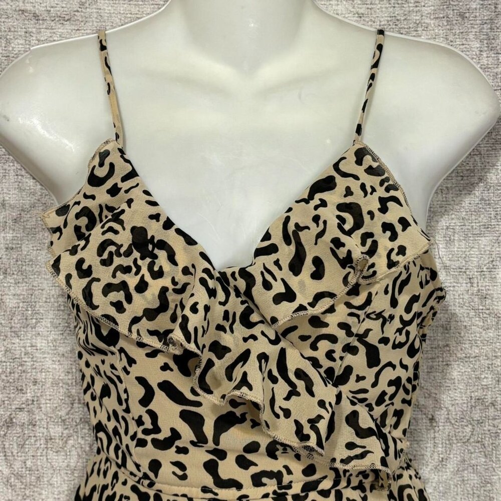 Tan & Black Leopard Ruffle Romper - Picture 2 of 6